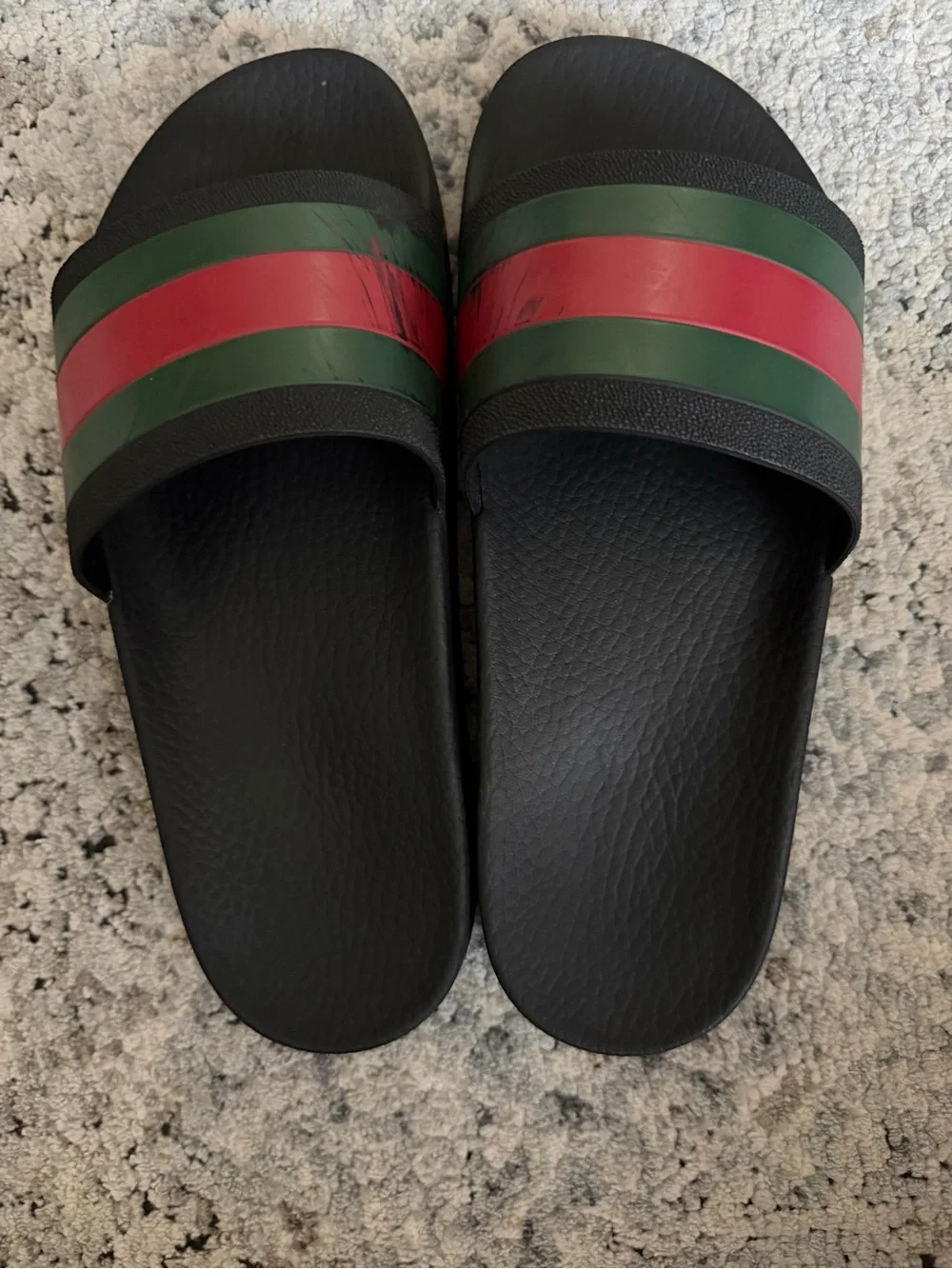 💯 Authentic Gucci Slide Sandals with Green and Red Stripes